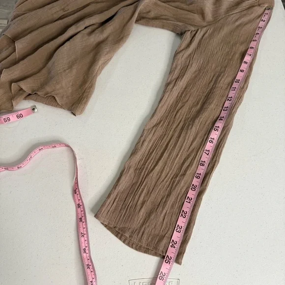 Spense Button Front Tunic Asymmetrical Shirt Lagenlook Tan Roll Tabs Women’s XL - Picture 7 of 13